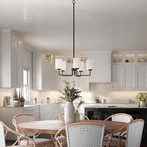 5 Light Matte Black Etched Glass Shade Chandelier Light Fixture 3