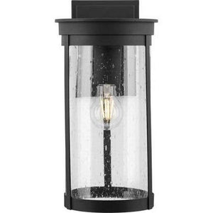 1 Light Black with Clear Seeded Glass Wall Light Fixture 3