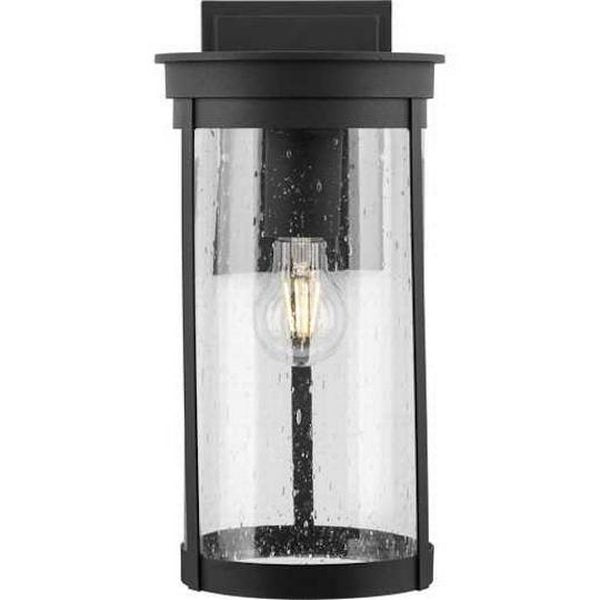 1 Light Black with Clear Seeded Glass Wall Light Fixture 3
