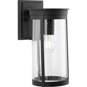 1 Light Black with Clear Seeded Glass Wall Light Fixture 1