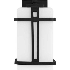 1 Light Black with Etched Opal Glass Ellery Wall Light Fixture 2