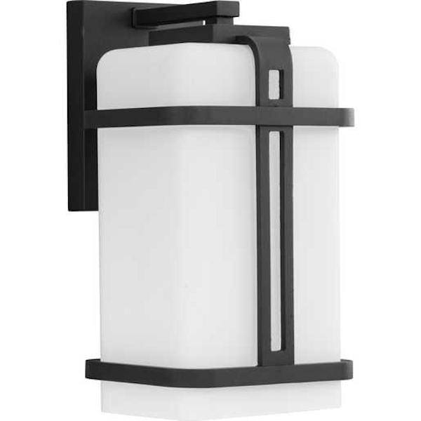 1 Light Black with Etched Opal Glass Ellery Wall Light Fixture 1