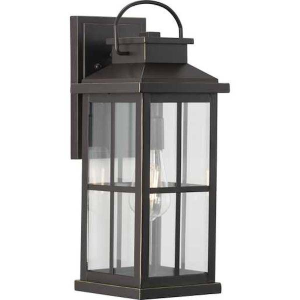 1 Light Antique Bronze with Clear Glass Wall Light Fixture 1