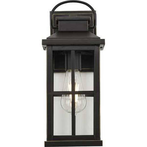 1 Light Antique Bronze with Clear Glass Wall Light Fixture 2
