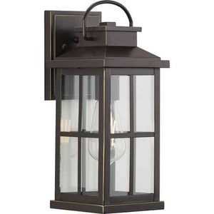 1 Light Antique Bronze with Clear Glass Wall Light Fixture 1