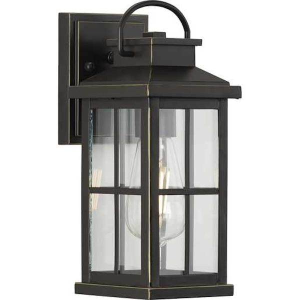 1 Light Antique Bronze with Clear Glass Wall Light Fixture 1