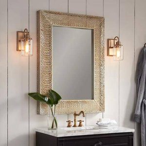 1 Light 120 volt Vintage Brass Vanity Clear Glass Light Fixture 2