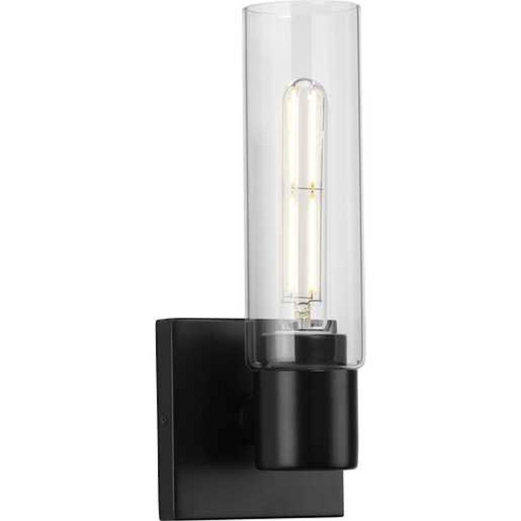 1 Light 120 volt Matte Black Vanity Clear Glass Light Fixture 1