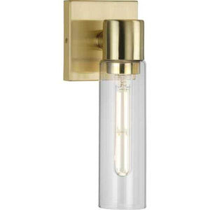 1 Light 120 volt Satin Brass Vanity Clear Glass Light Fixture 2