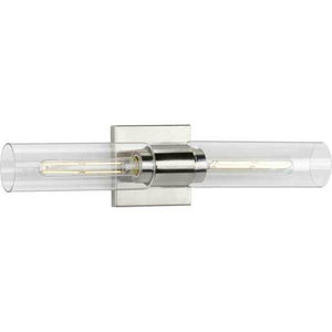 2 Light 120 volt Brushed Nickel Vanity Clear Glass Light Fixture 2