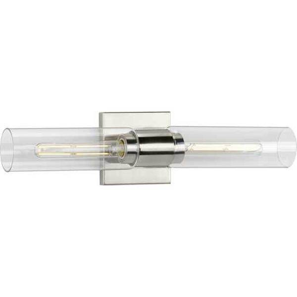 2 Light 120 volt Brushed Nickel Vanity Clear Glass Light Fixture 2