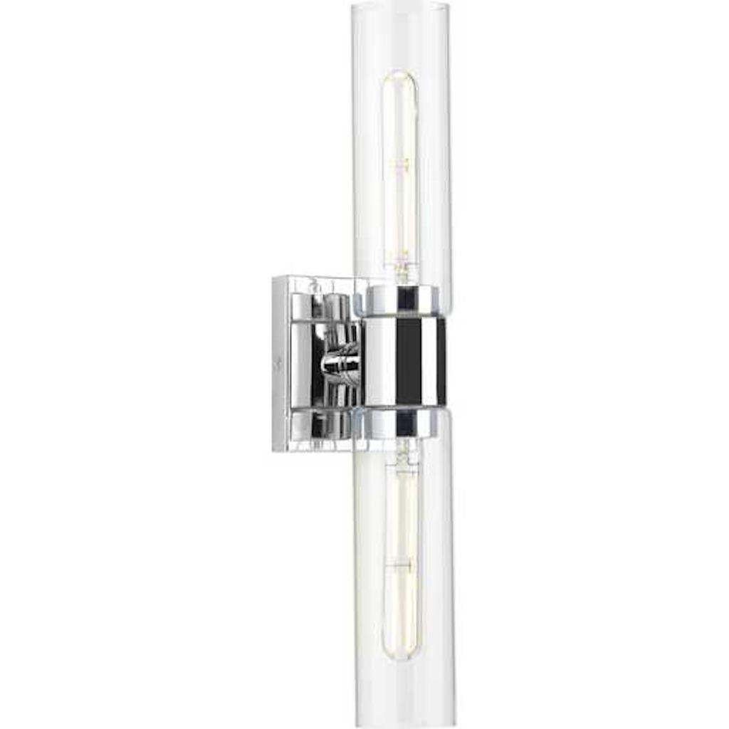 2 Light 120 volt Polished Chrome Vanity Clear Glass Light Fixture 1