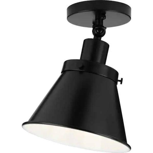 1 Light 120 volt Matte Black Steel Cone Ceiling Light Fixture 2