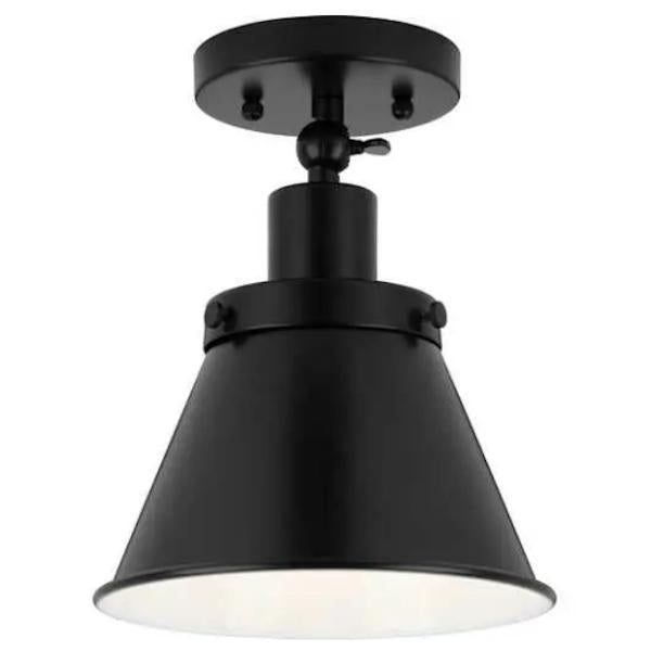 1 Light 120 volt Matte Black Steel Cone Ceiling Light Fixture 1