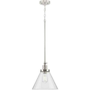 1 Light Brushed Nickel Clear Seeded Glass Shade Dimmable Pendant Light Fixture 2