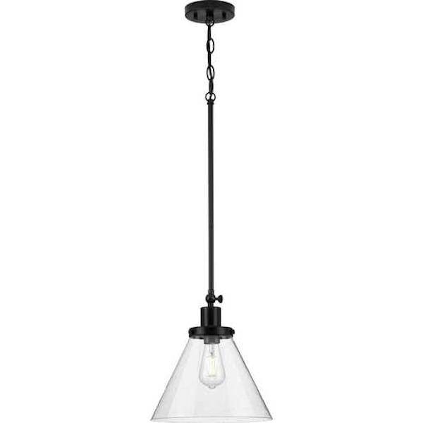 1 Light Matte Black Clear Seeded Glass Shade Dimmable Pendant Light Fixture 2