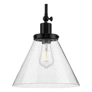 1 Light Matte Black Clear Seeded Glass Shade Dimmable Pendant Light Fixture 1