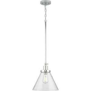 1 Light Polished Nickel Clear Seeded Glass Shade Dimmable Pendant Light Fixture 2