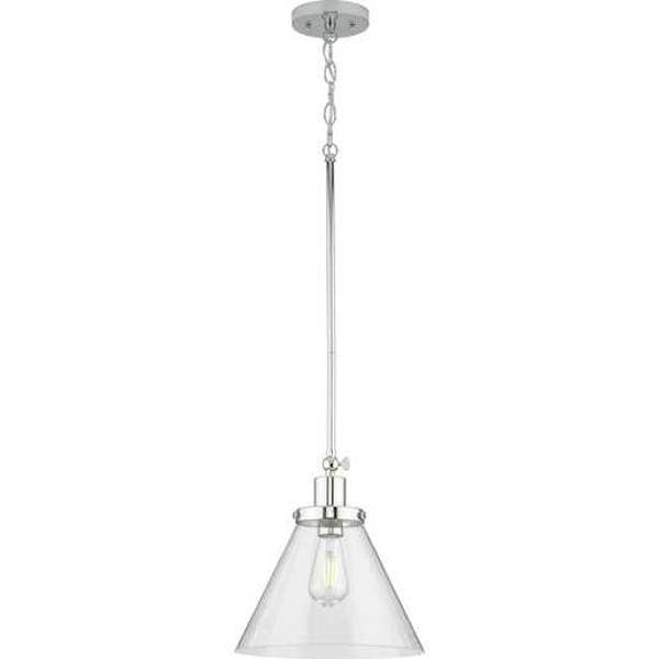 1 Light Polished Nickel Clear Seeded Glass Shade Dimmable Pendant Light Fixture 2