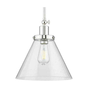 1 Light Polished Nickel Clear Seeded Glass Shade Dimmable Pendant Light Fixture 1