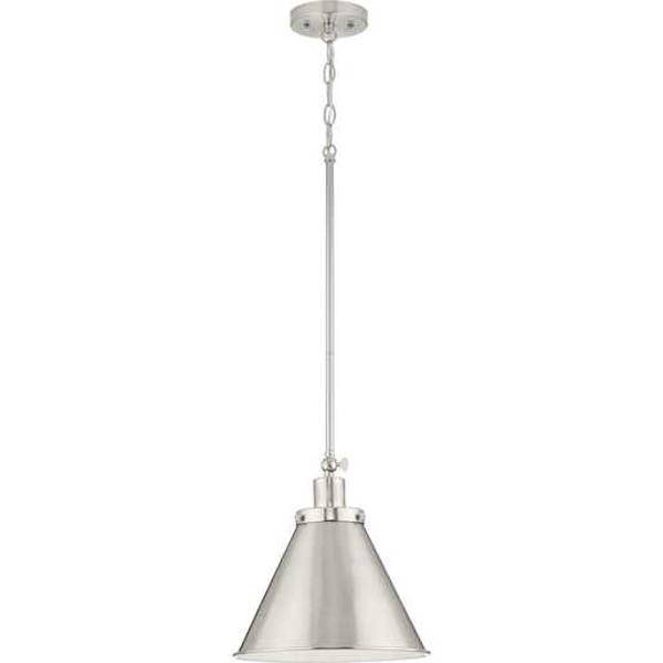 1 Light Brushed Nickel Metal Shade Dimmable Pendant Light Fixture 2