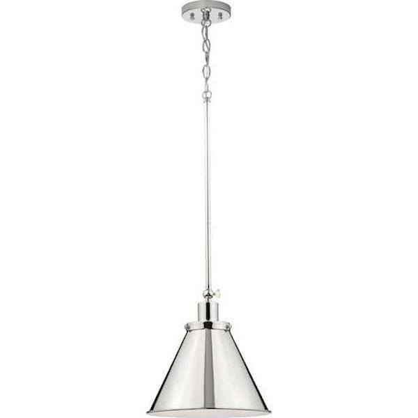 1 Light Polished Nickel Metal Shade Dimmable Pendant Light Fixture 2