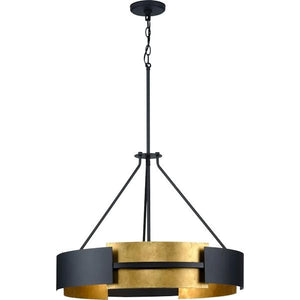 5 Light Textured Black/Distressed Gold Pendant Lowery Collection Light Fixture 2