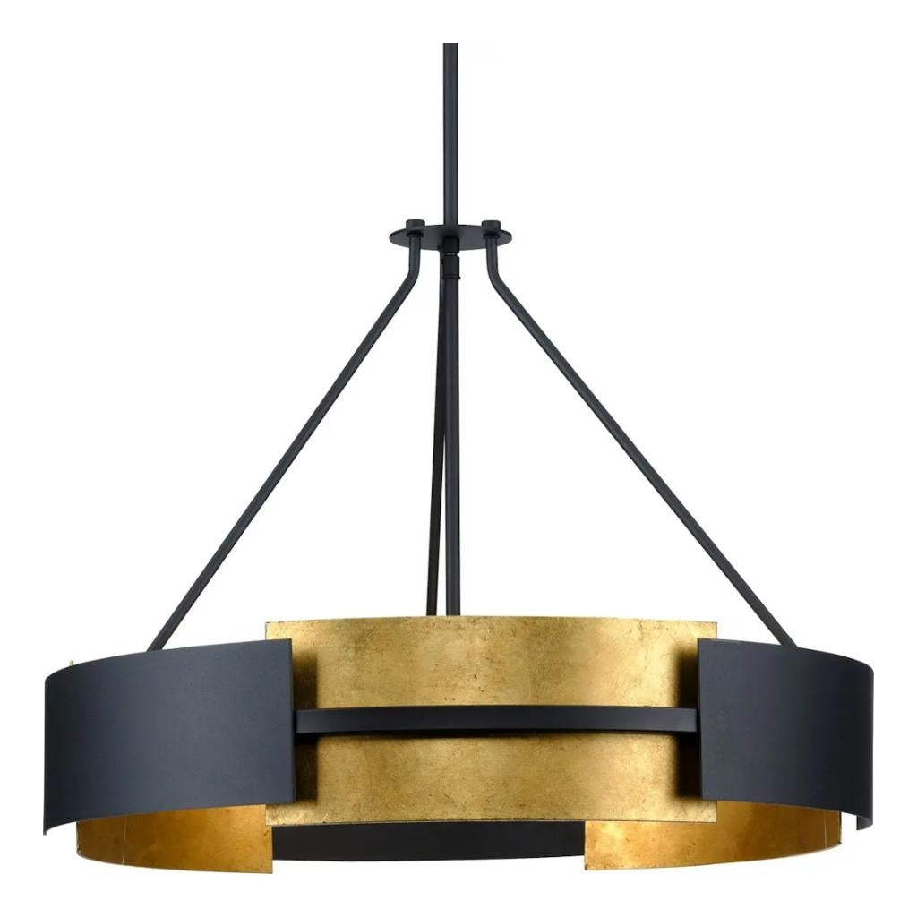 5 Light Textured Black/Distressed Gold Pendant Lowery Collection Light Fixture 1
