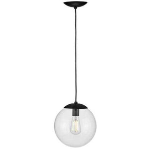 1 Light Matte Black Clear Glass Round Pendant Light Fixture 2