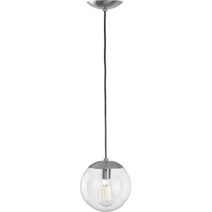 1 Light Brushed Nickel Clear Glass Round Pendant Light Fixture 2