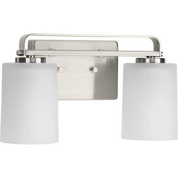 2 Light 120 volt Brushed Nickel Vanity Etched Glass Light Fixture 2