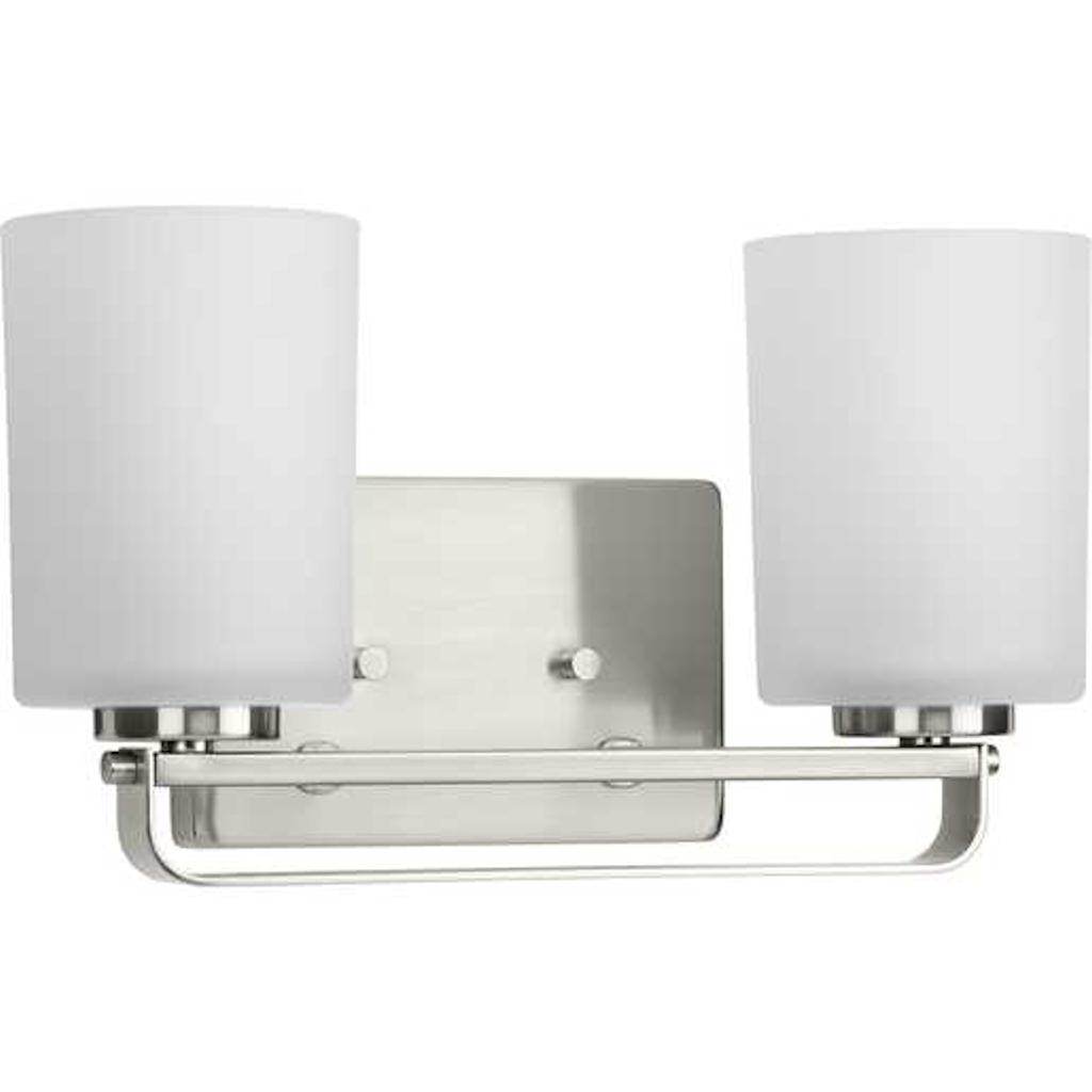 2 Light 120 volt Brushed Nickel Vanity Etched Glass Light Fixture 1