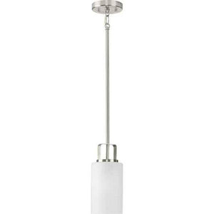1 Light Brushed Nickel Etched Glass Shade Pendant Light Fixture 2