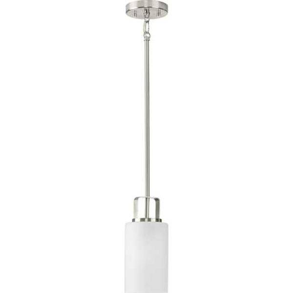 1 Light Brushed Nickel Etched Glass Shade Pendant Light Fixture 2