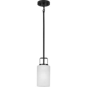 1 Light Matte Black Etched Glass Shade Pendant Light Fixture 2