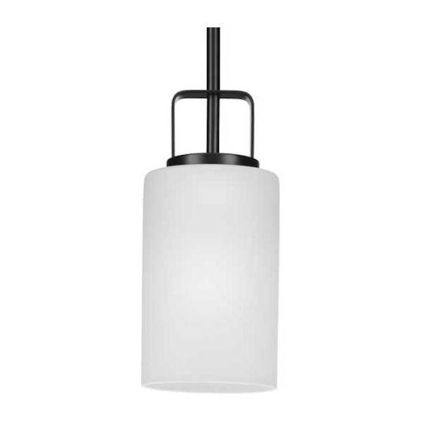 1 Light Matte Black Etched Glass Shade Pendant Light Fixture 1