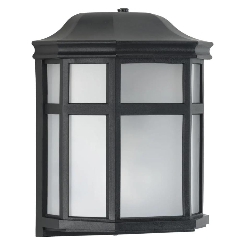 1 Light Textured Black with Frosted Acrylic Shade Wall Light Fixture 1