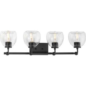 4 Light 120 volt Graphite Vanity Clear Glass Bell Light Fixture 2