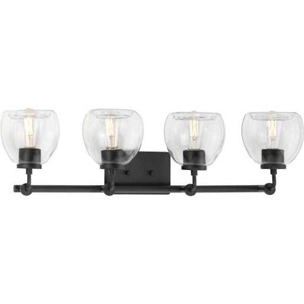 4 Light 120 volt Graphite Vanity Clear Glass Bell Light Fixture 2