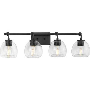 4 Light 120 volt Graphite Vanity Clear Glass Bell Light Fixture 1