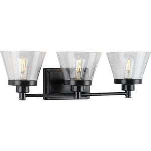 3 Light 120 volt Matte Black Vanity Seeded Glass Light Fixture 2
