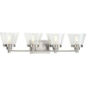 4 Light 120 volt Brushed Nickel Vanity Seeded Glass Light Fixture 2