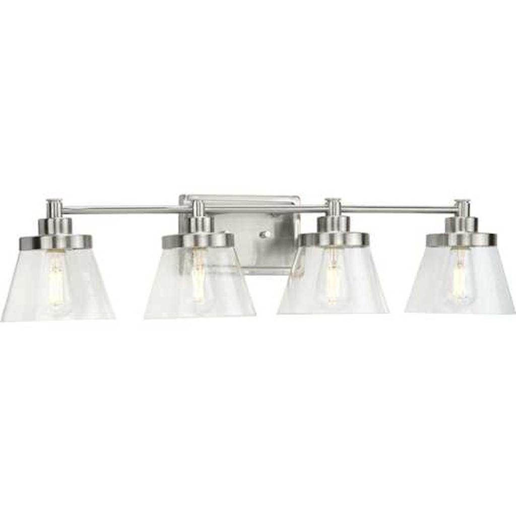 4 Light 120 volt Brushed Nickel Vanity Seeded Glass Light Fixture 1