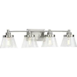 4 Light 120 volt Brushed Nickel Vanity Seeded Glass Light Fixture 1