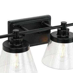 4 Light 120 volt Matte Black Vanity Seeded Glass Light Fixture 3
