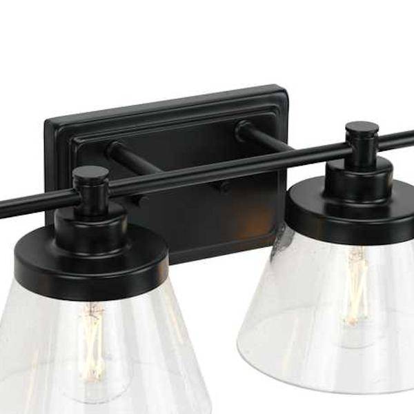 4 Light 120 volt Matte Black Vanity Seeded Glass Light Fixture 3