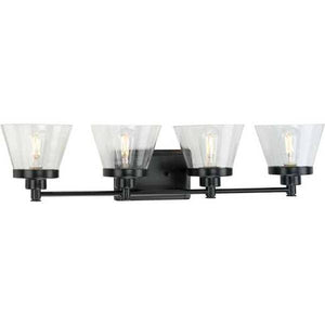 4 Light 120 volt Matte Black Vanity Seeded Glass Light Fixture 4