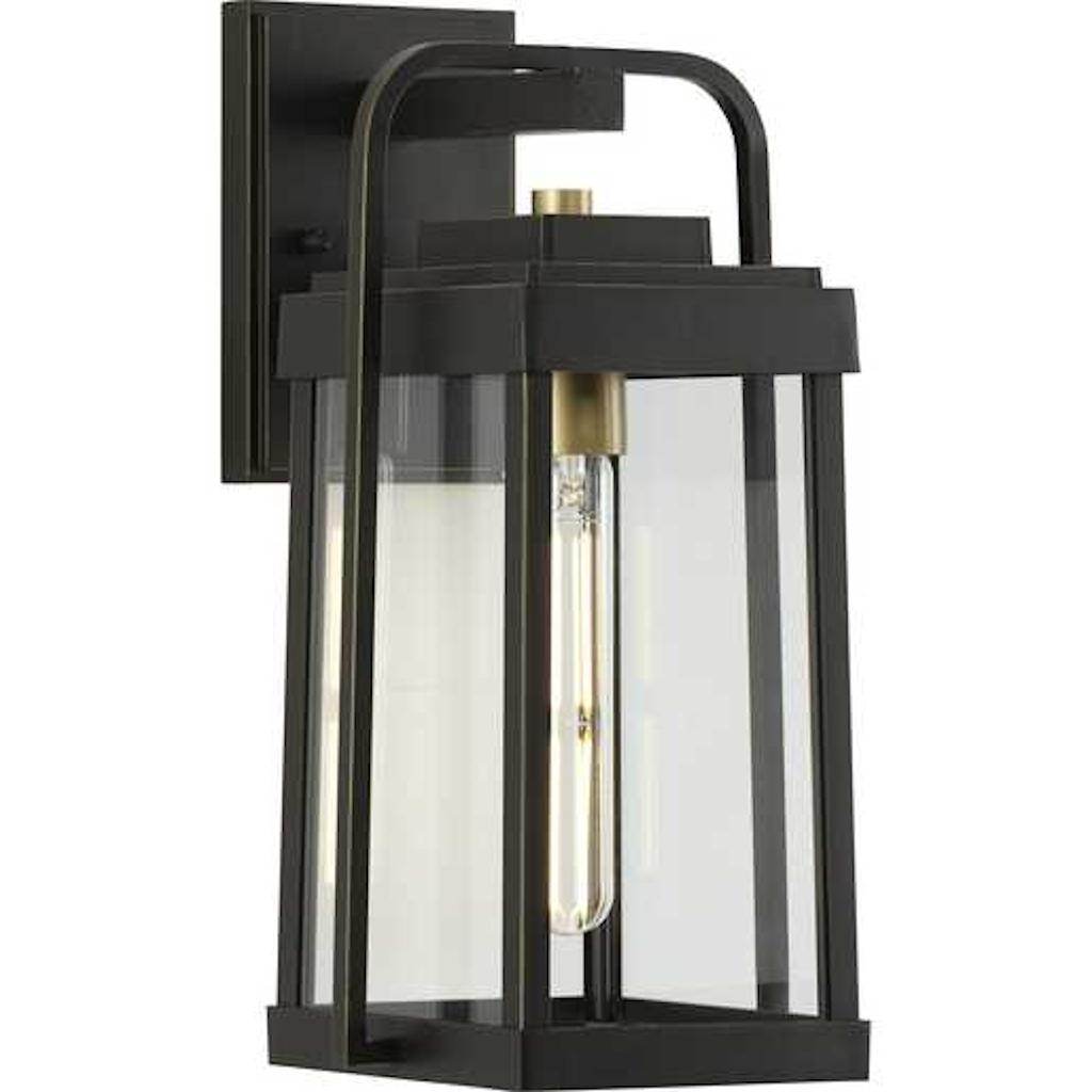 1 Light Antique Bronze with Clear Glass Outdoor Wall Light Fixture 1