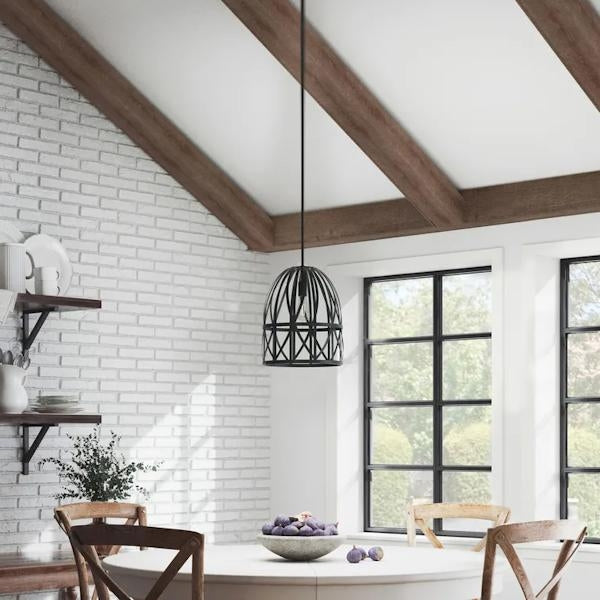 1 Light Black Basket Farmhouse Style Pendant Light Fixture 4
