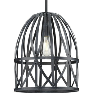 1 Light Black Basket Farmhouse Style Pendant Light Fixture 1